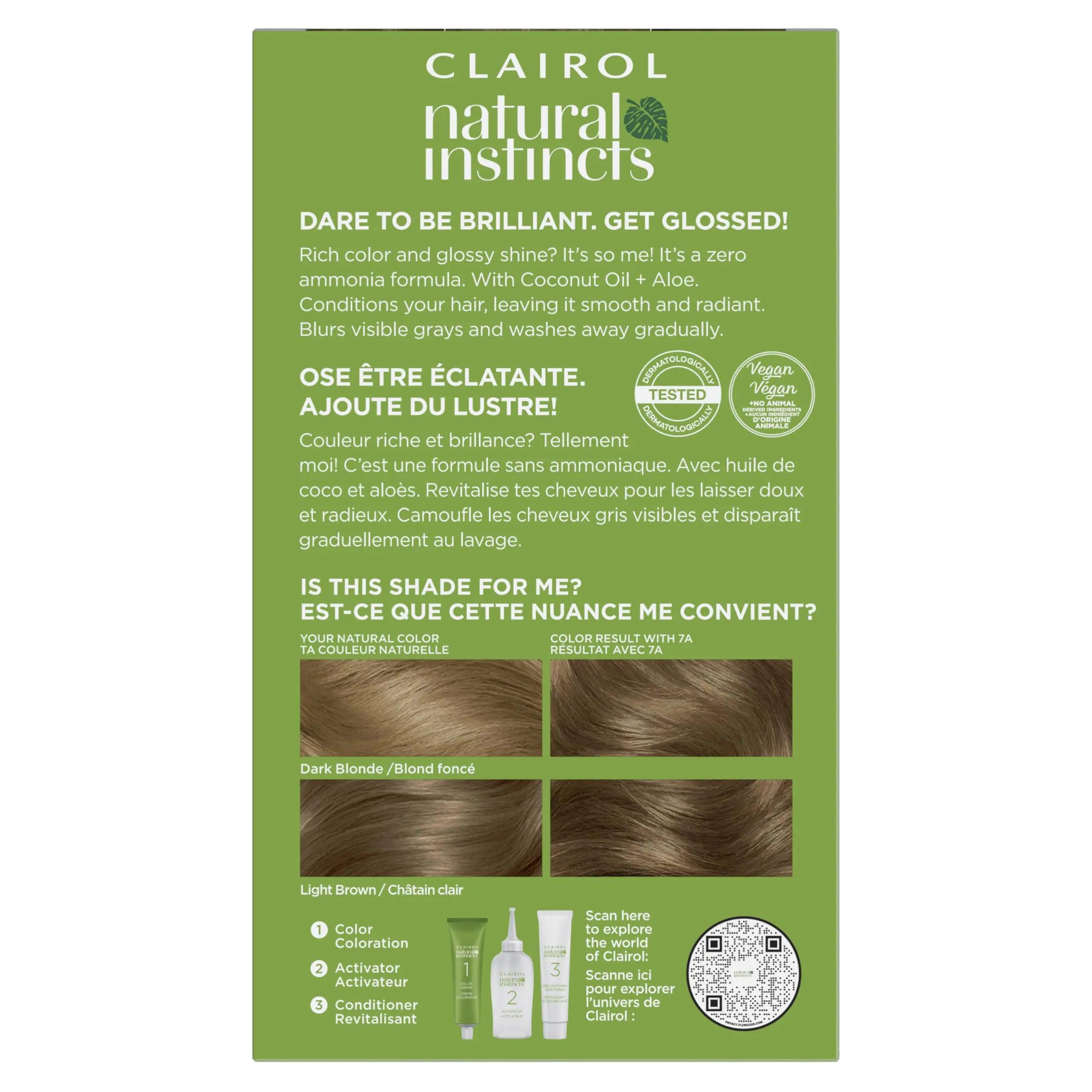 Clairol Natural Instincts Demi-Permanent Hair Dye, 7A Dark Cool Blonde Hair Color, Pack of 3 5.85 Fl Oz (Pack of 3) - Evallys.com # #