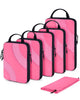 BAGSMART Compression Packing Cubes, 6 Set Travel Packing Cubes for Carry on Suitcases, Compression Suitcase Organizers Bag Set & Travel Cubes for Luggage, Lightweight Packing Organizers with Shoe Bag 08-Rose Red - Evallys.com