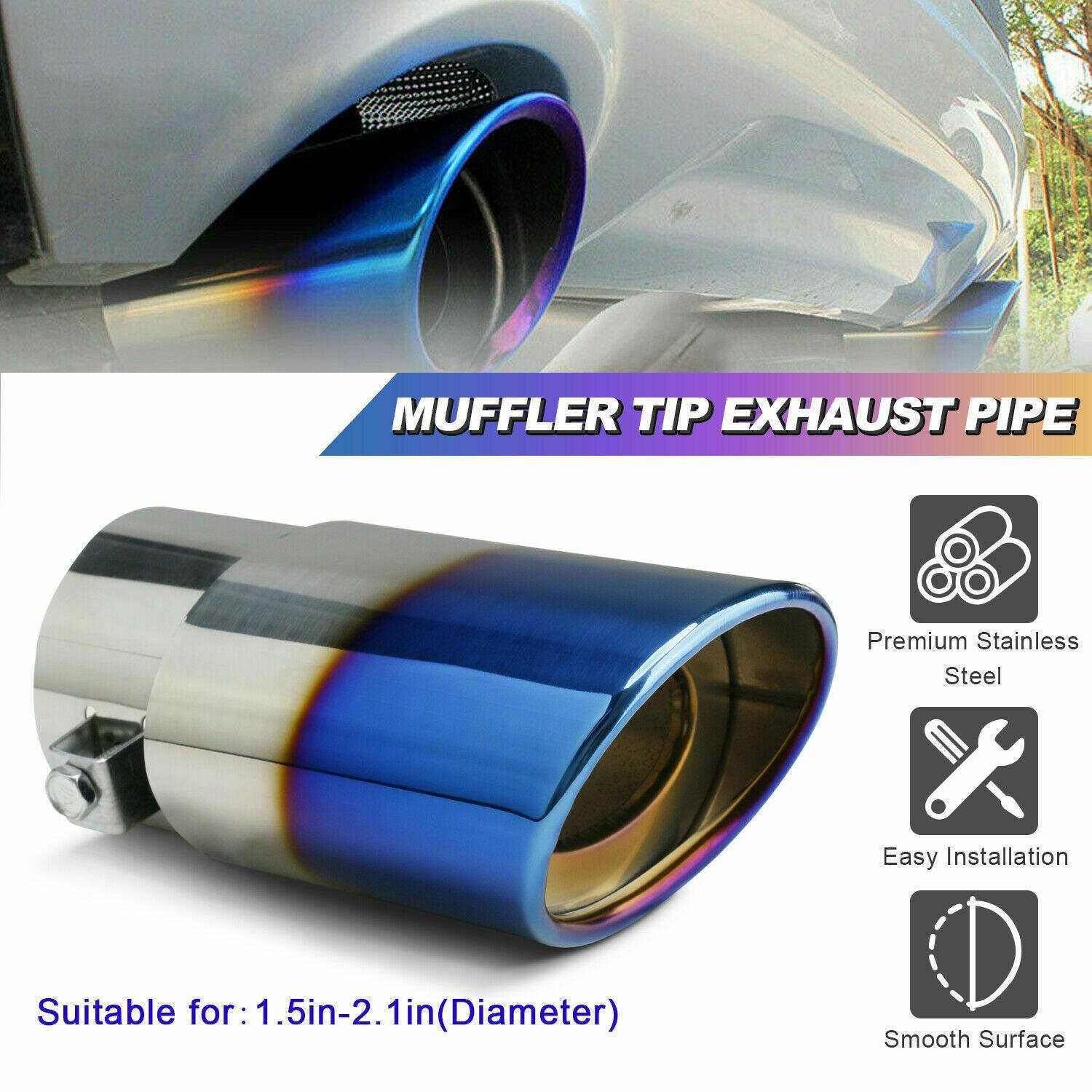 Car Exhaust Pipe Tip Rear Tail Throat Muffler Stainless Steel Round Accessories - Evallys.com # #