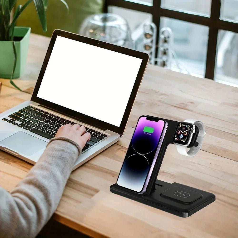 15W Fast Charging Three-in-one Wireless Charger - Evallys.com