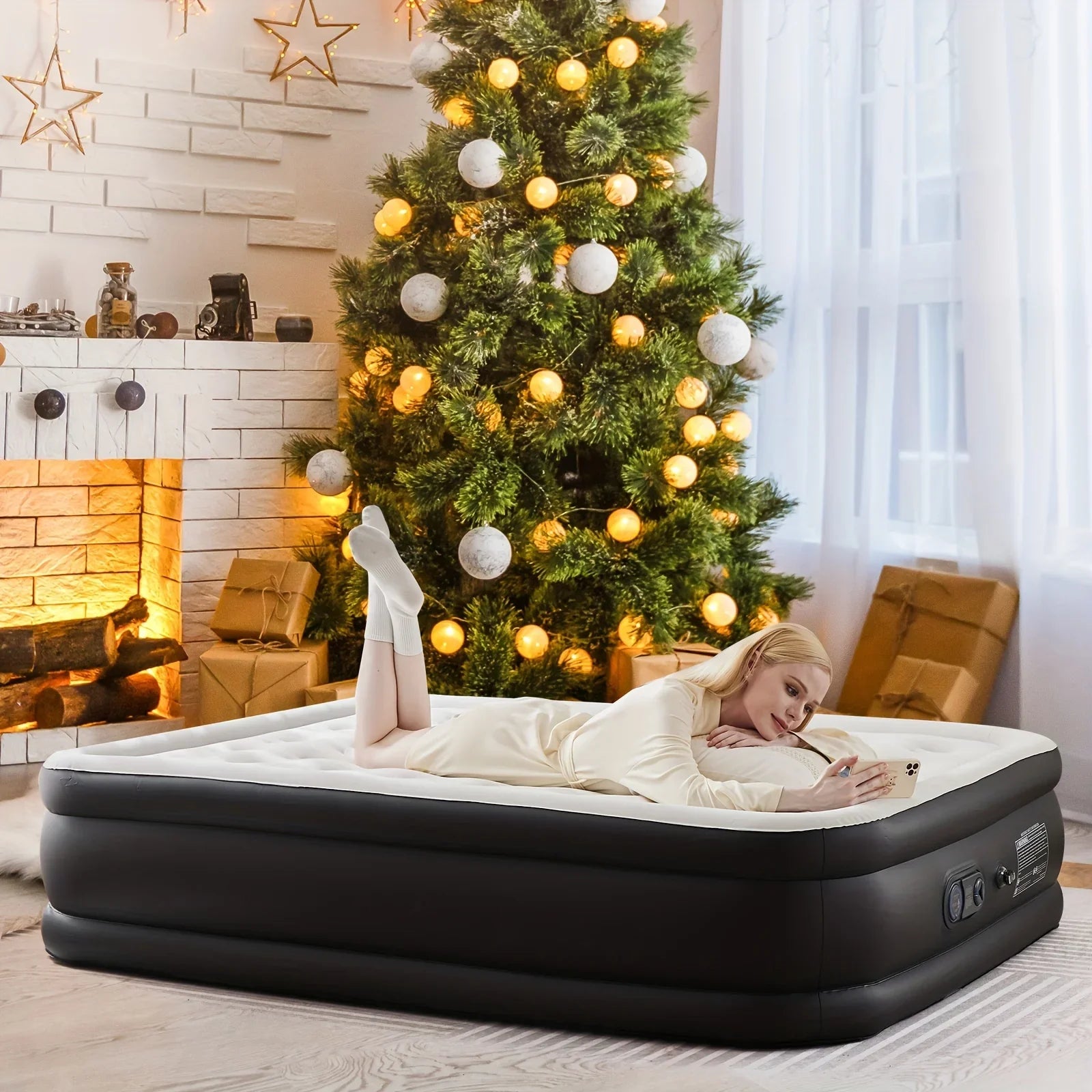 Experience Outdoor Adventures with our Tough, Anti- deformation Premium Camping Air Mattress- Includes Soft Flocking Top for Comfort and Dryness, Enhanced with Honeycomb Columns, PVC, and a High Capacity Pump for Easy Inflati - Evallys.com