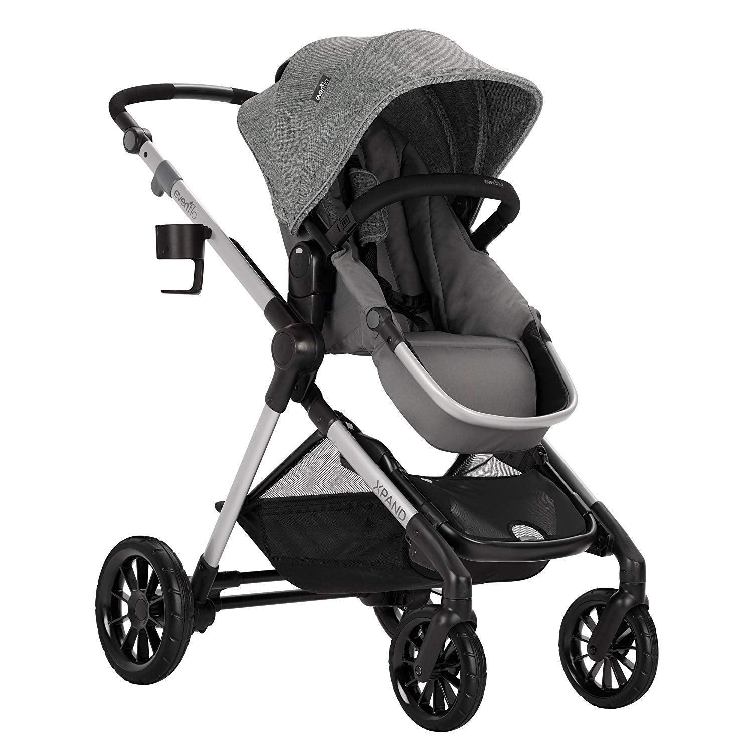 Evenflo Pivot Xpand Modular Stroller, Baby Stroller, Converts to Double Stroller, 4 Modes, Durable Construction, Extra-Large Storage Basket, Compact Folding Design, 55-Lb Capacity, Percheron Gray - Evallys.com # #