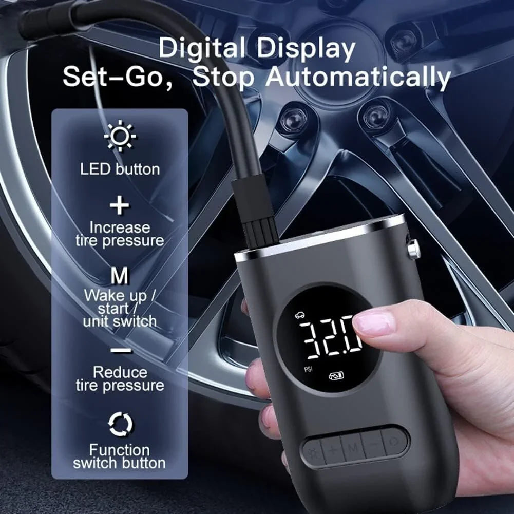 Tire Inflator 150PSI – Portable Cordless Air Compressor with LED Display - Evallys.com