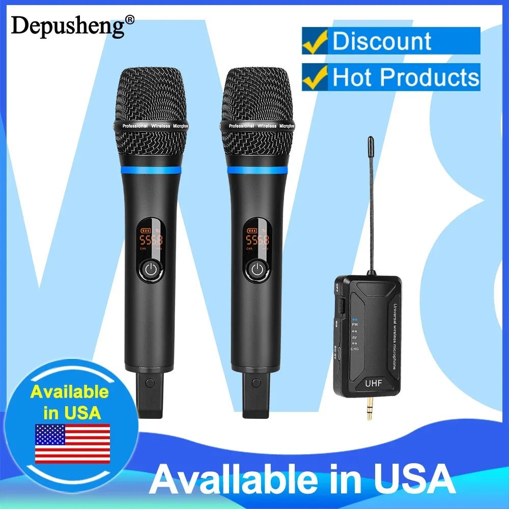 Depusheng W8 - 1 Wireless Microphone – UHF Handheld Mic for Karaoke & Events - Evallys.com