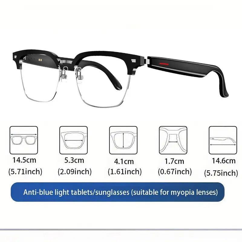 Smart Glasses, Wireless Headphone Anti-Blue Light Glasses for Listening to Music & Calling, Creative Smart Sports Sunglasses with Mic for Home & Daily Use - Evallys.com # #