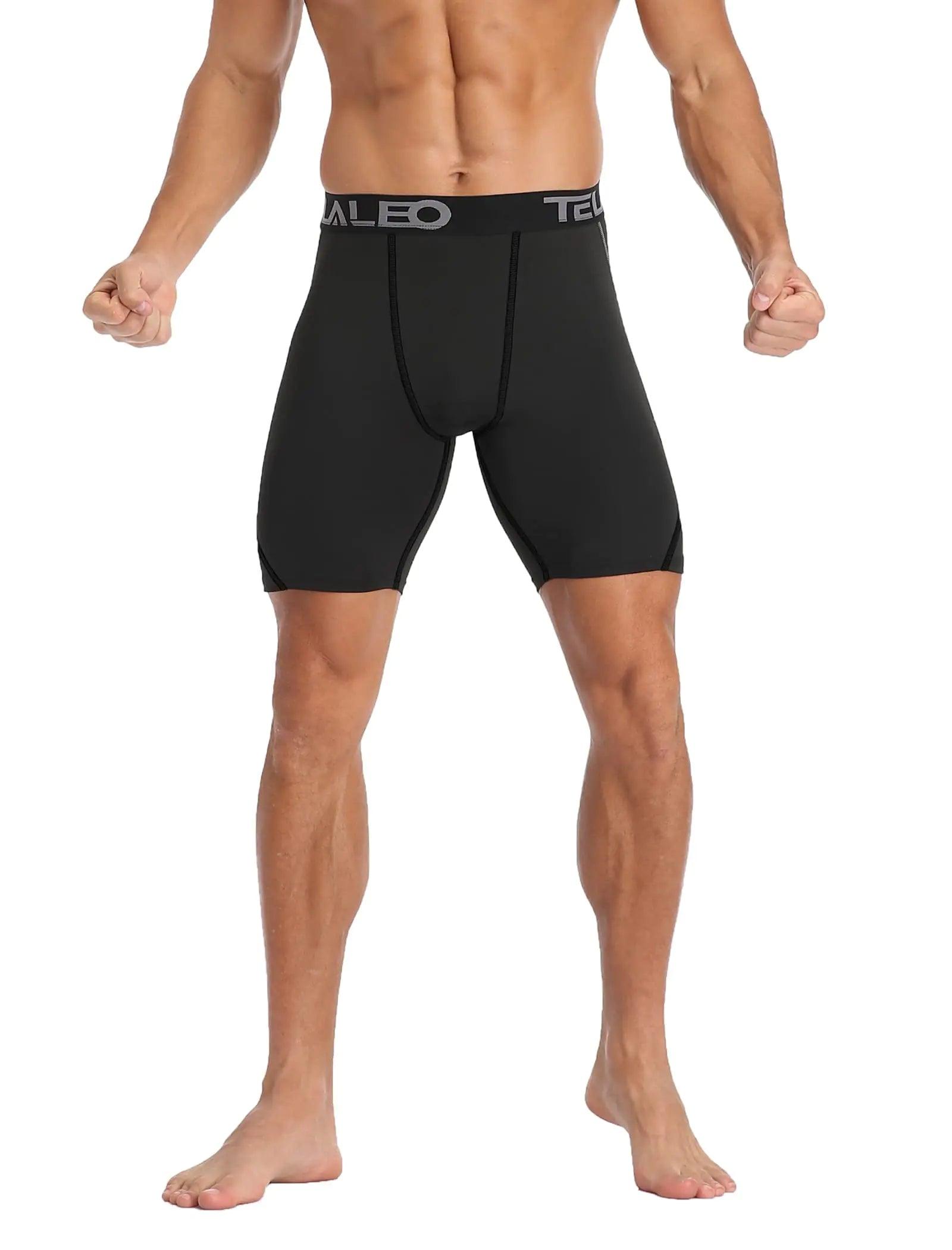 TELALEO 5/6 Pack Compression Shorts Men Spandex Sport Shorts Athletic Workout Running Performance Baselayer Underwear Black(6pcs) Small - Evallys.com # #