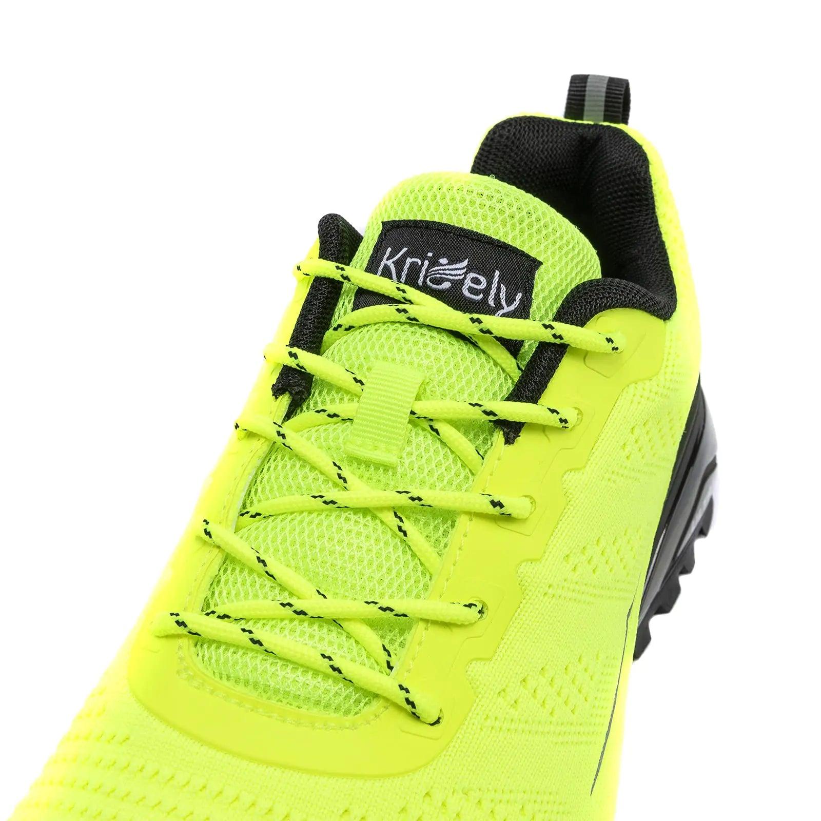 Kricely Men's Trail Running Shoes Fashion Walking Hiking Sneakers for Men Tennis Cross Training Shoe Outdoor Snearker Mens Casual Workout Footwear 7.5 Fluorescent Green - Evallys.com # #