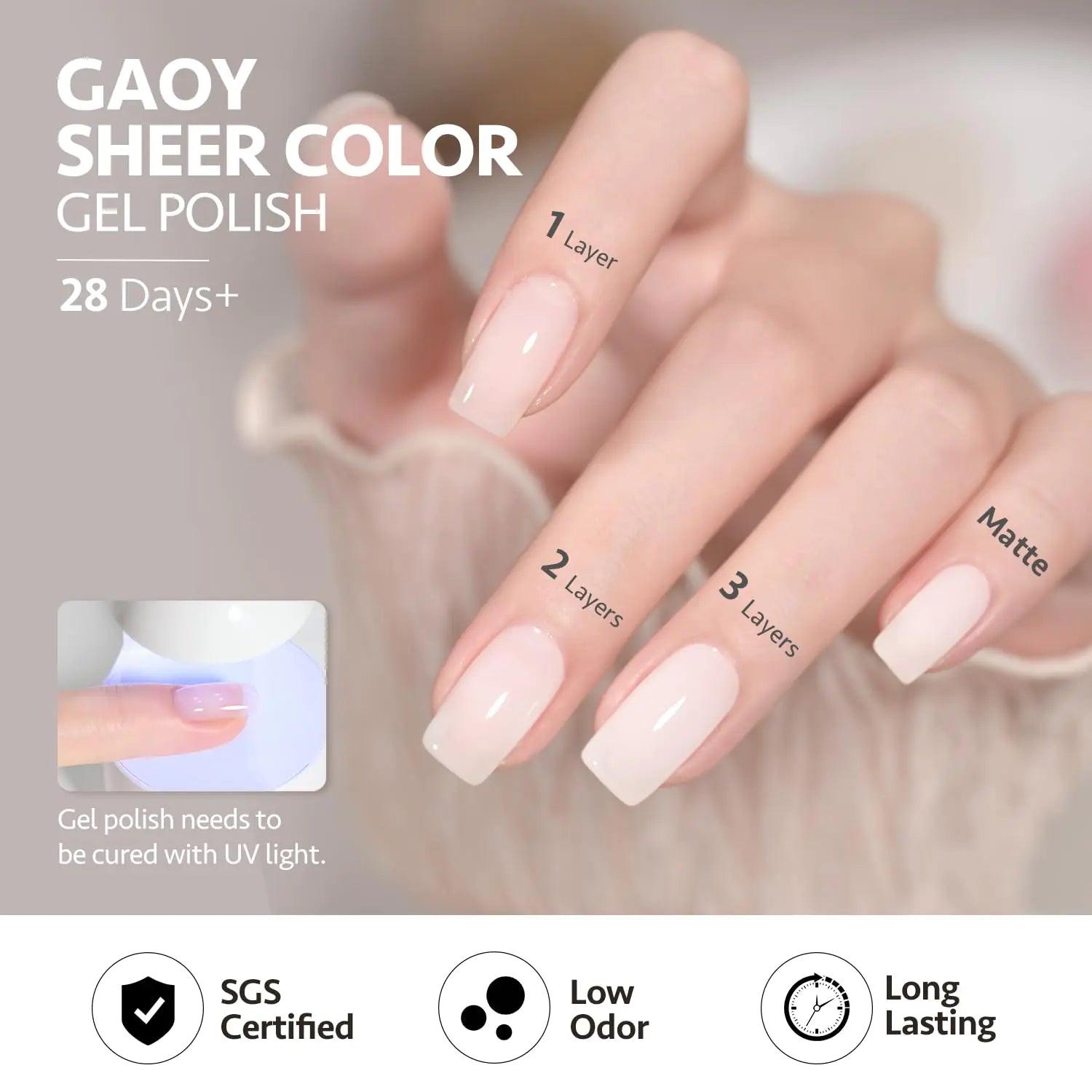 GAOY Jelly Gel Nail Polish, 16ml Sheer White Translucent Soak Off Gel Polish, UV Light Cure for Nail Art DIY, 1439 Creamy White - Evallys.com # #