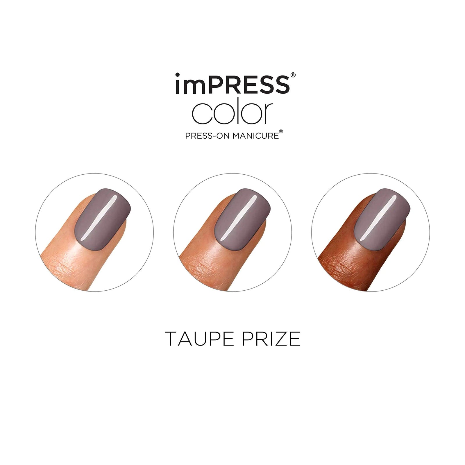 KISS imPRESS No Glue Mani Press On Nails, Color, 'Taupe Prize', Nude, Short Size, Squoval Shape, Includes 30 Nails, Prep Pad, Instructions Sheet, 1 Manicure Stick, 1 Mini File Taupe Prize - Evallys.com # #