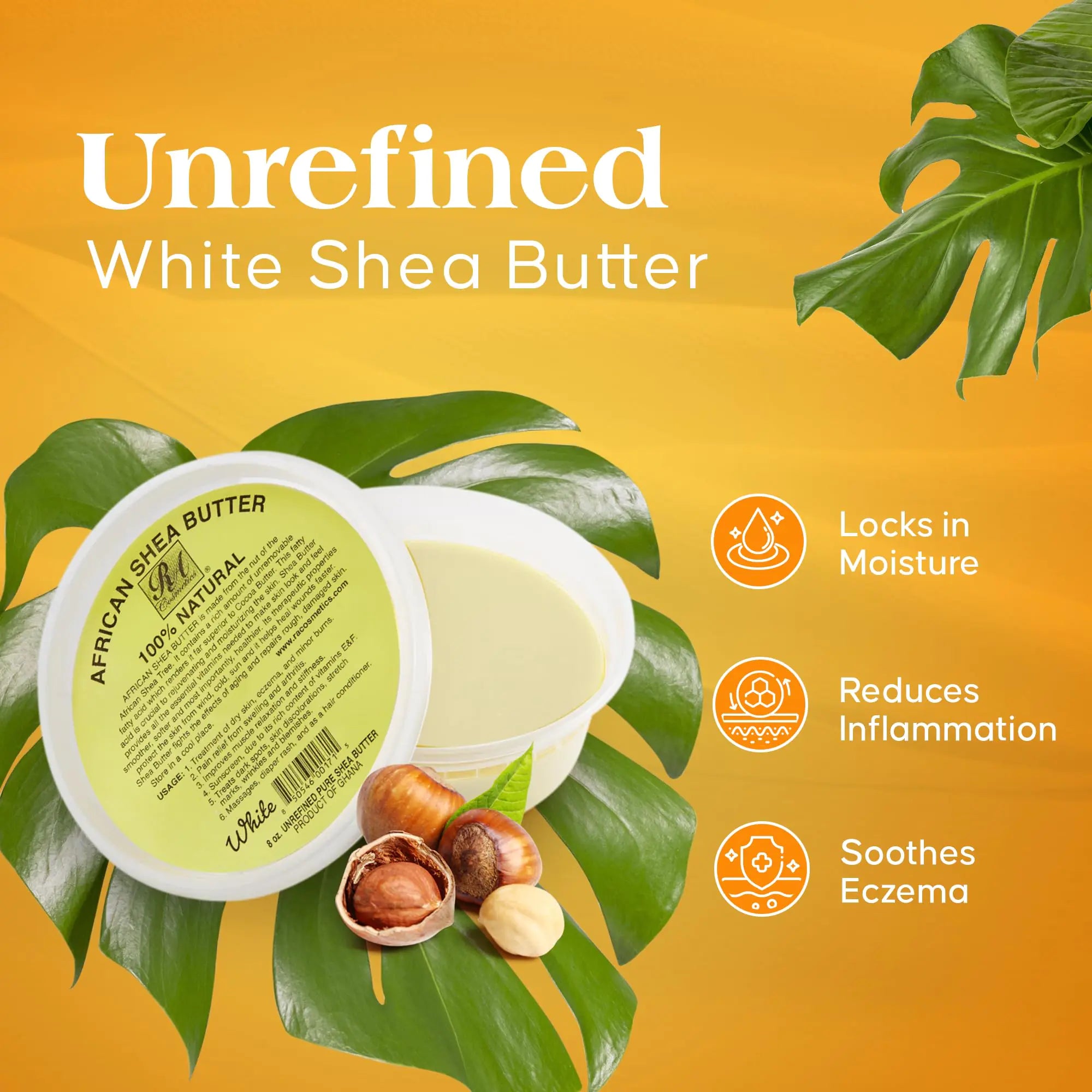 REAL African Shea Butter Pure Raw Unrefined From Ghana"IVORY" 8oz. CONTAINER 8 Ounce (Pack of 1) - Evallys.com # #