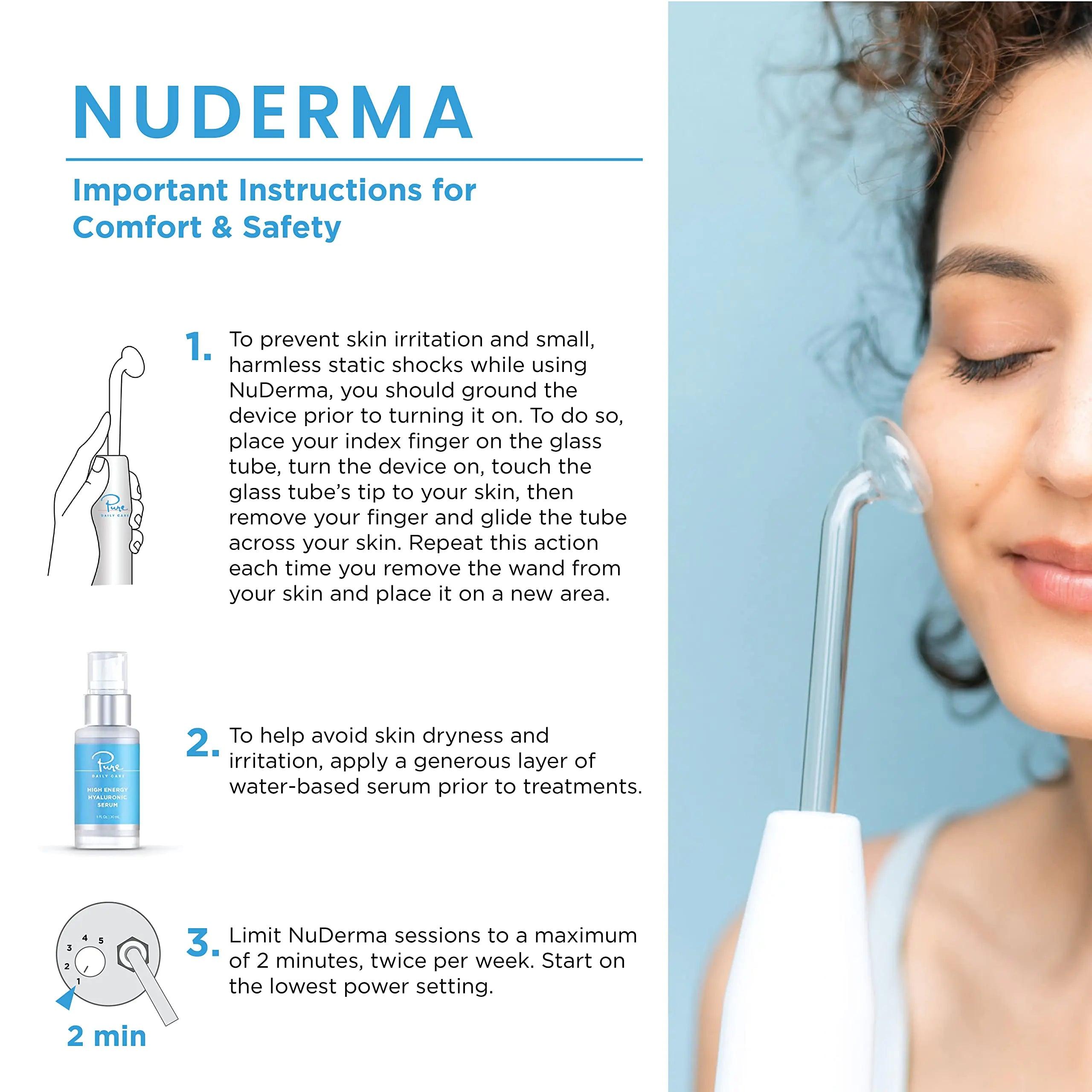 NuDerma Portable Handheld Skin Therapy Wand Machine w/Neon – Anti-Aging - Skin Tightening - Wrinkle Reducing - Dark Circles – Clarifying - Hair & Scalp Stimulator - Evallys.com # #