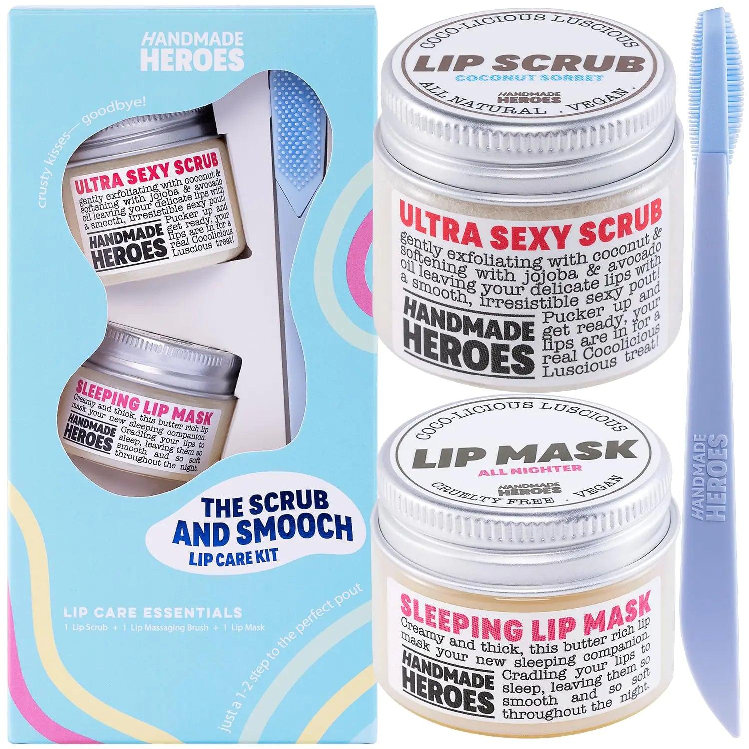 100% Natural Lip Scrub and Lip Mask, Vegan Conditioning Coconut Lip Exfoliator - Gentle Exfoliant, Sugar Lip Polish and Lip Exfoliator Scrubber for Chapped and Dry Lips (Original 3pc Set) 09 - Original 3pc Set - Evallys.com # #