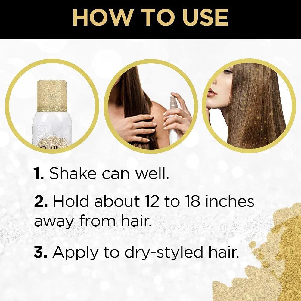 Punky Temporary Hair and Body Glitter Color Spray, Travel Spray, Lightweight, Adds Shimmery Glow, Perfect to use On Hair, Skin, or Clothing, 3.5 oz - Gold - Evallys.com # #