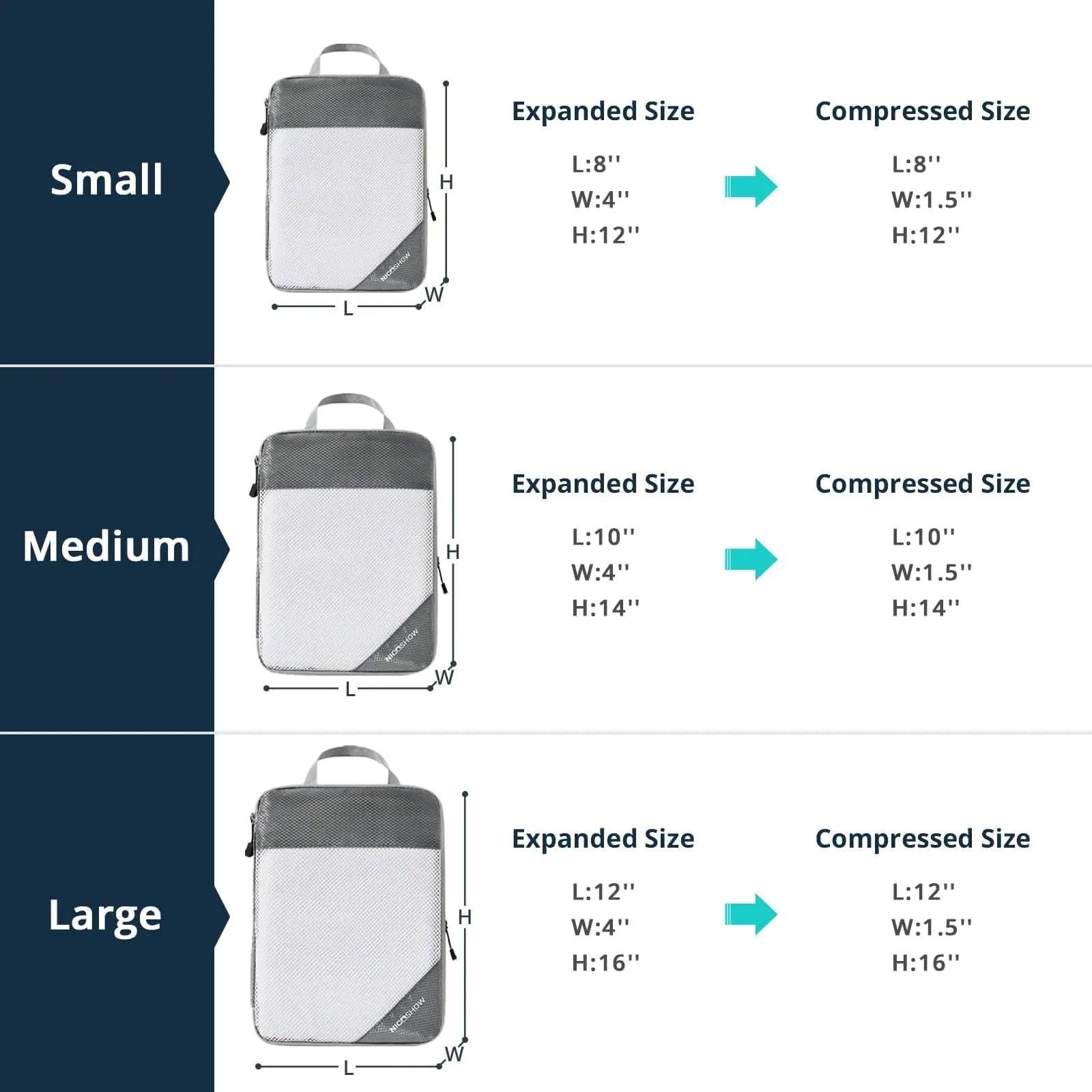 Compression Packing Cubes for Travel, Packing Cubes Compression Travel Essentials, Compressible Packing Cubes Travel Organizers for Carry-on Luggage Suitcase Grey 3pcs - Evallys.com # #