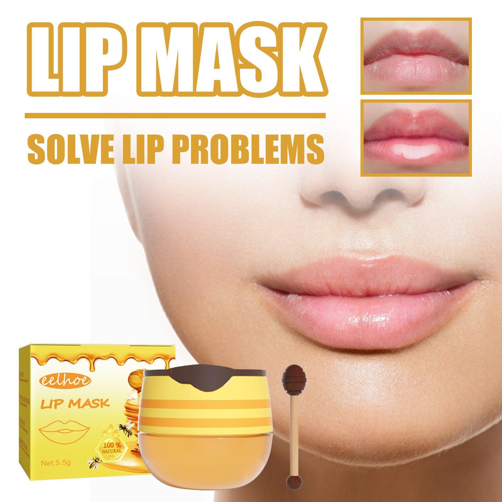 EELHOE Honey Lip Mask Moisturizing Exfoliating Lip Care Bee Lipstick - Evallys.com # #