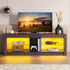 Bestier TV Stand for Tvs up to 70", Console Table with RGB LED Lights and Storage Cabinet, Pinewood - Evallys.com # #