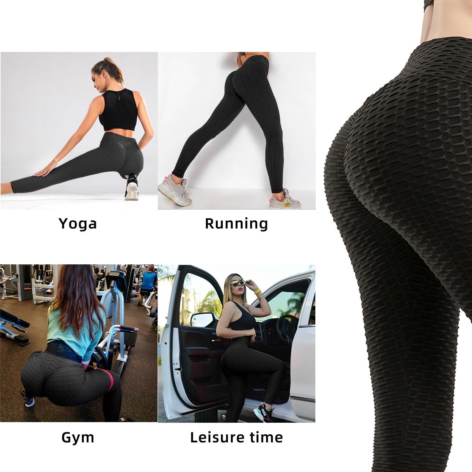 Women TIK Tok Leggings Bubble Textured Leggings Butt Lifting Yoga Pants Black Amazon Banned - Evallys.com # #