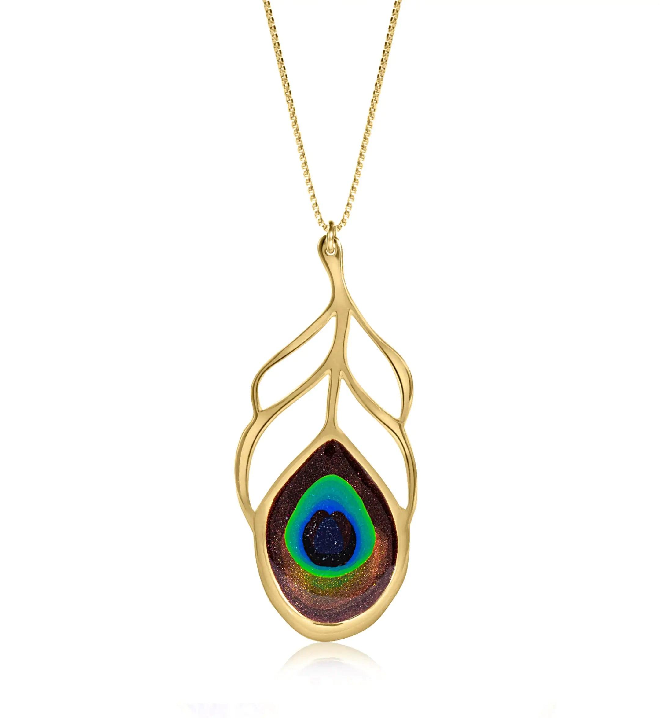Peacock Feather Necklace - Evallys.com