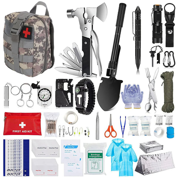 125Pcs Survival Kits Professional Emergency Survival Gear Tactical First Aid Kit Supplies For Outdoor Adventure Camping Hiking Hunting - Evallys.com
