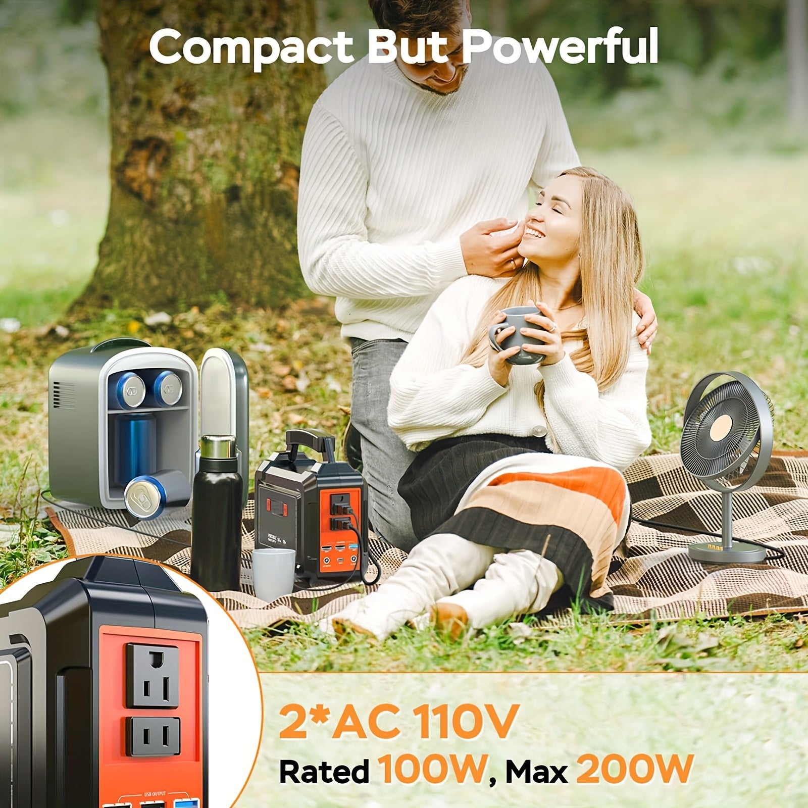 MARBERO 200W/300W Portable Power Station with Solar Panel & AC Outlet