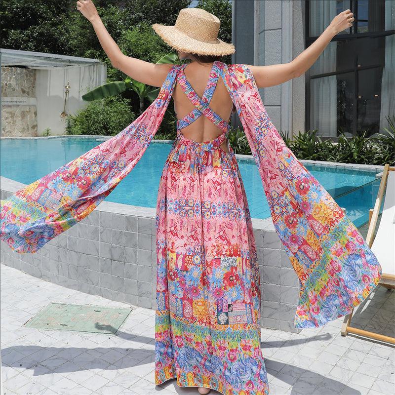 Women's Floral Style Large Hem Dress - Evallys.com # #