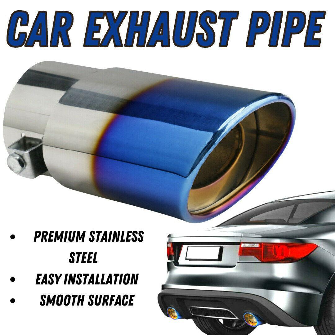 Car Exhaust Pipe Tip Rear Tail Throat Muffler Stainless Steel Round Accessories - Evallys.com # #