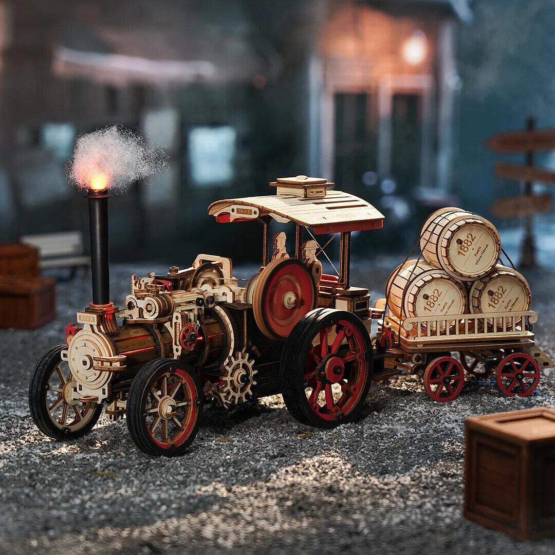 ROKR 3D Wooden Puzzle Car Model Steam Engine Mechanical Teens Kids Birthday Gift - Evallys.com # #