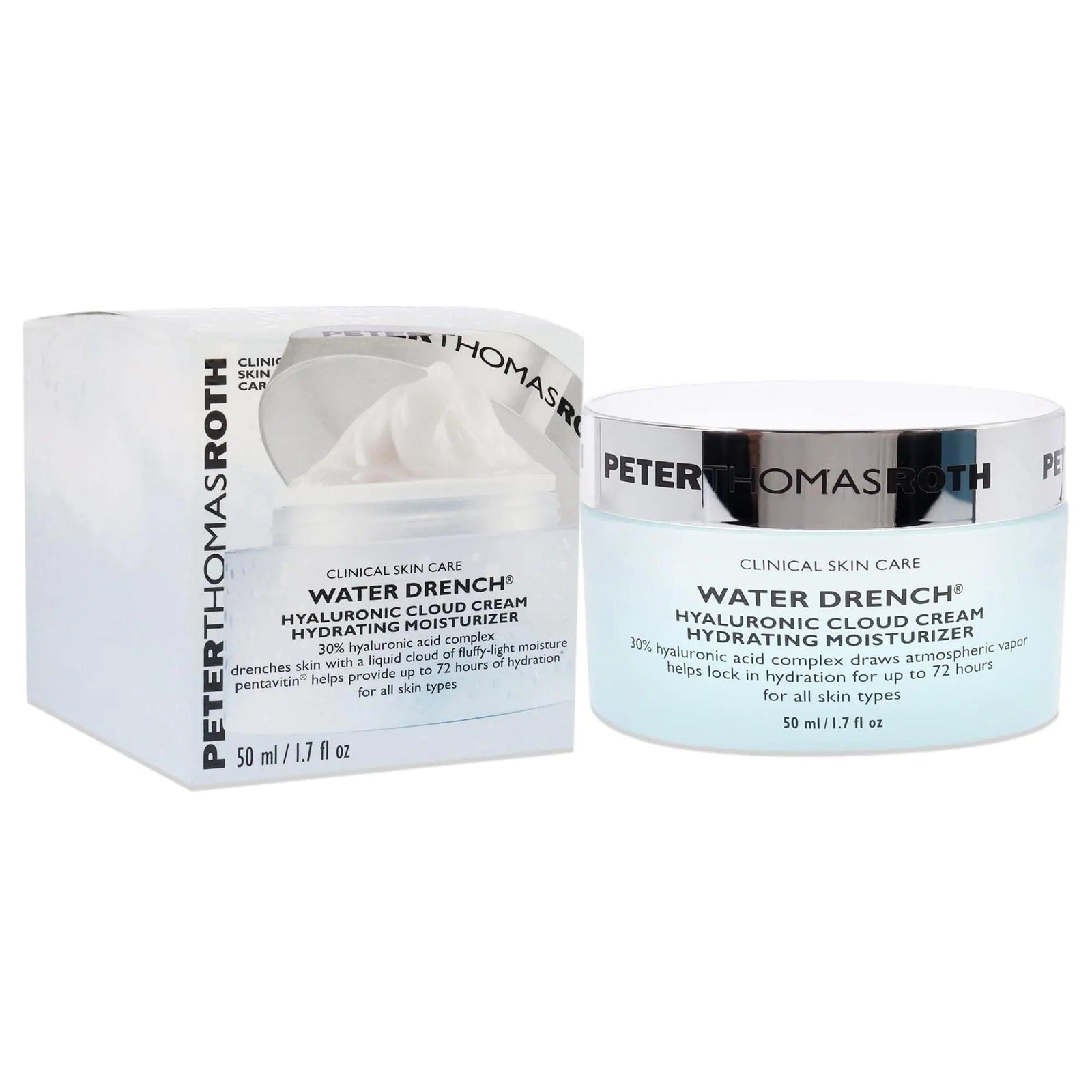 Peter Thomas Roth | Water Drench Hyaluronic Cloud Cream | Hydrating Moisturizer for Face, Up to 72 Hours of Hydration for More Youthful-Looking Skin, Fragnance Free, 1.69 Fl Oz 1.7 Fl Oz (Pack of 1) - Evallys.com # #