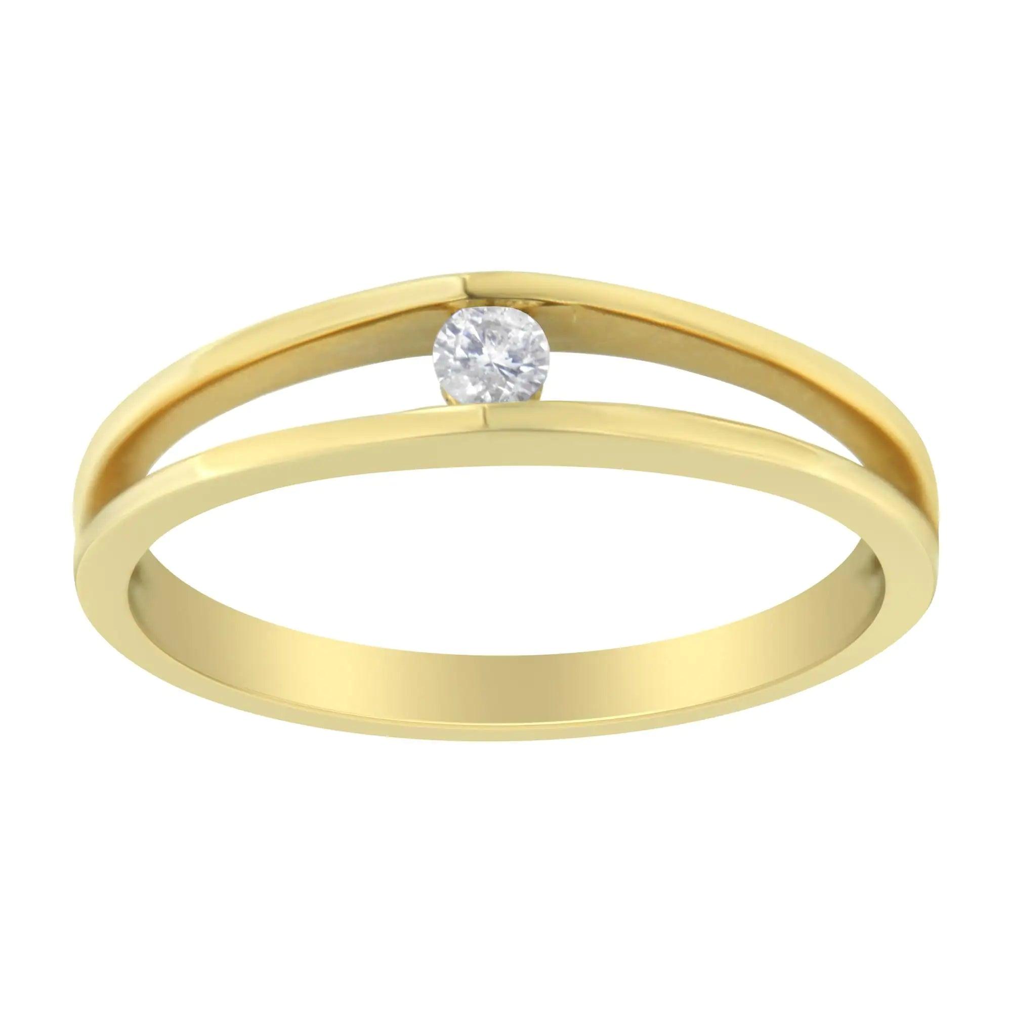 10K Yellow Gold Diamond Promise Ring (1/10 Cttw, H-I Color, I1-I2 Clarity) - Evallys.com # #