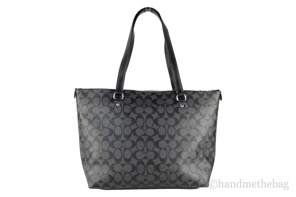 Coach Graphite Signature Coated Canvas Leather Gallery Tote Bag - Evallys.com # #