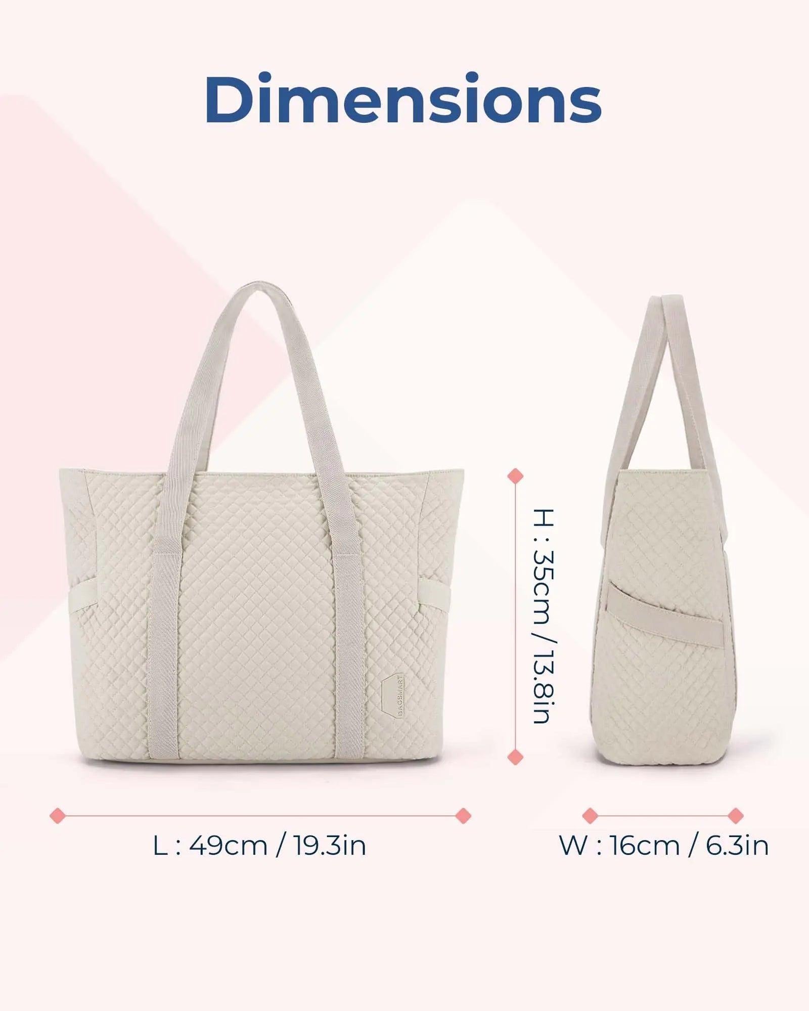 BAGSMART Large Tote Bag For Women, Travel Shoulder Bag Top Handle Handbag with Yoga Mat Buckle for Gym, Work, Travel Beige - Evallys.com # #