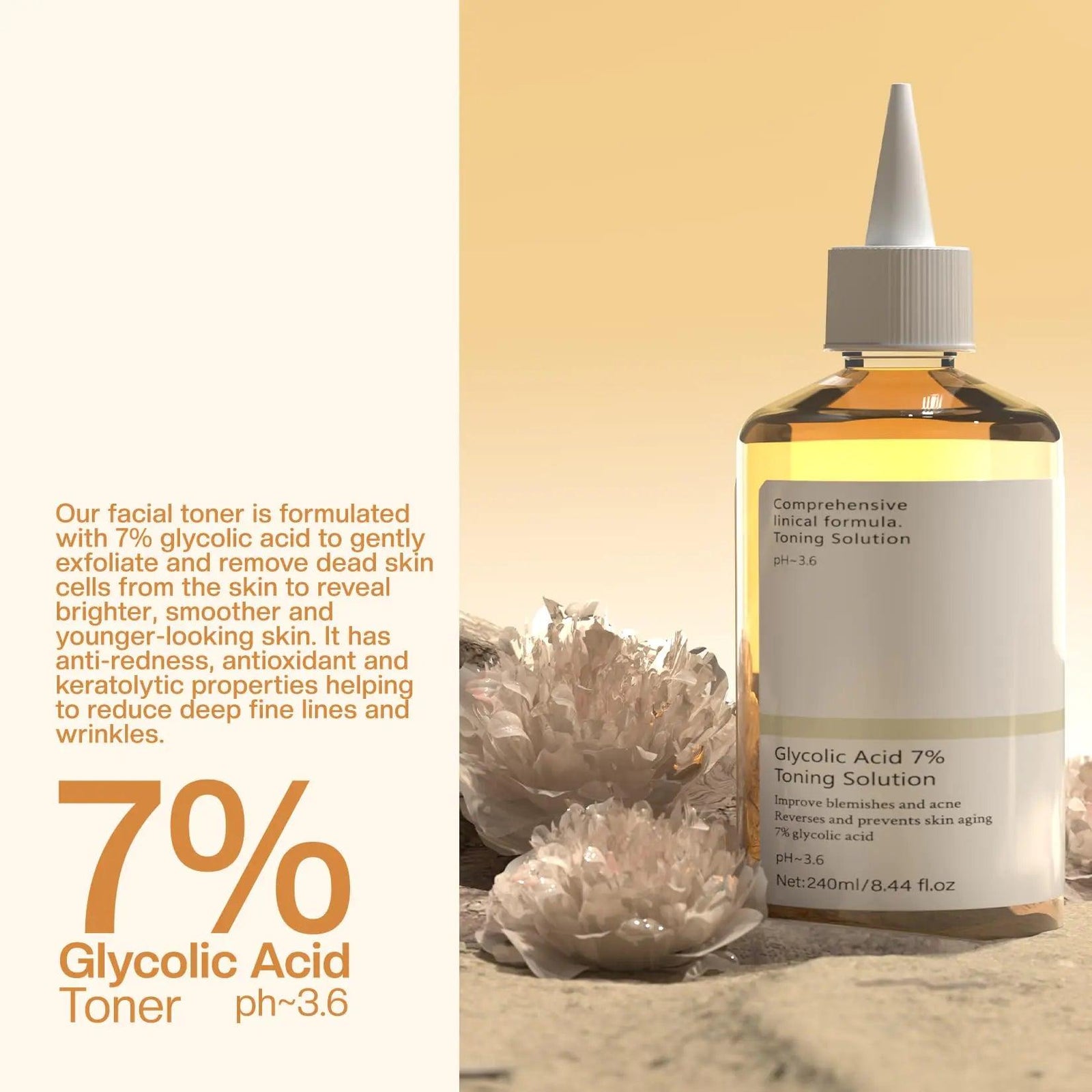 Glycolic Acid 7% Toning: Glycolic Acid Toner Keep The Skin Moist Exfoliate Exfoliating Serum for Face - Glycolic Acid 7% Suitable for Adults to Use at Home 240ml - Evallys.com # #