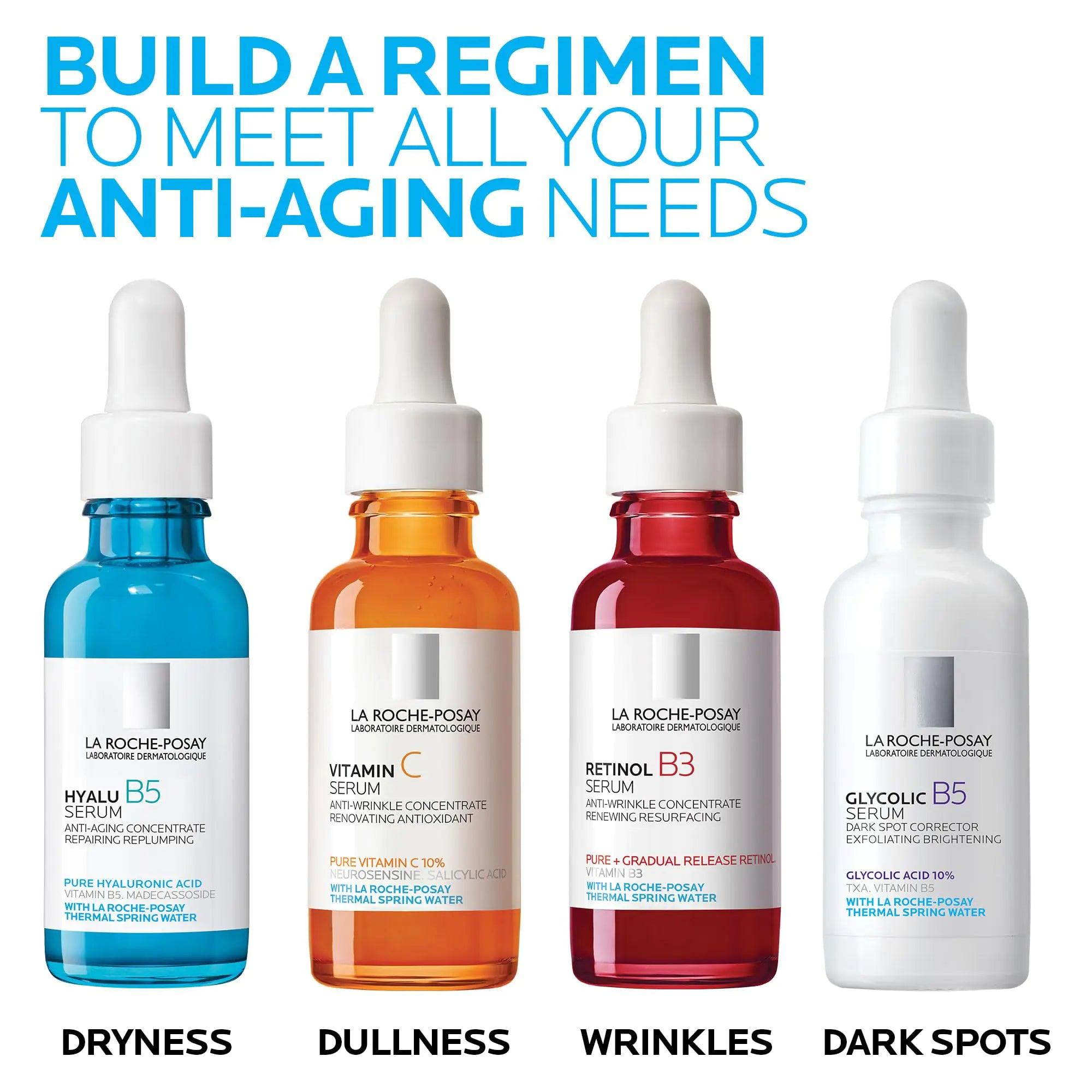 La Roche-Posay Pure Vitamin C Face Serum with Hyaluronic Acid & Salicylic Acid, Anti Aging Face Serum for Wrinkles & Uneven Skin Texture to Visibly Brighten & Smooth. Suitable for Sensitive Skin - Evallys.com # #
