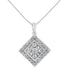 10KT White Gold 1/2 cttw Diamond Square Pendant Necklace (I-J Color, I2-I3 Clarity) - Evallys.com # #