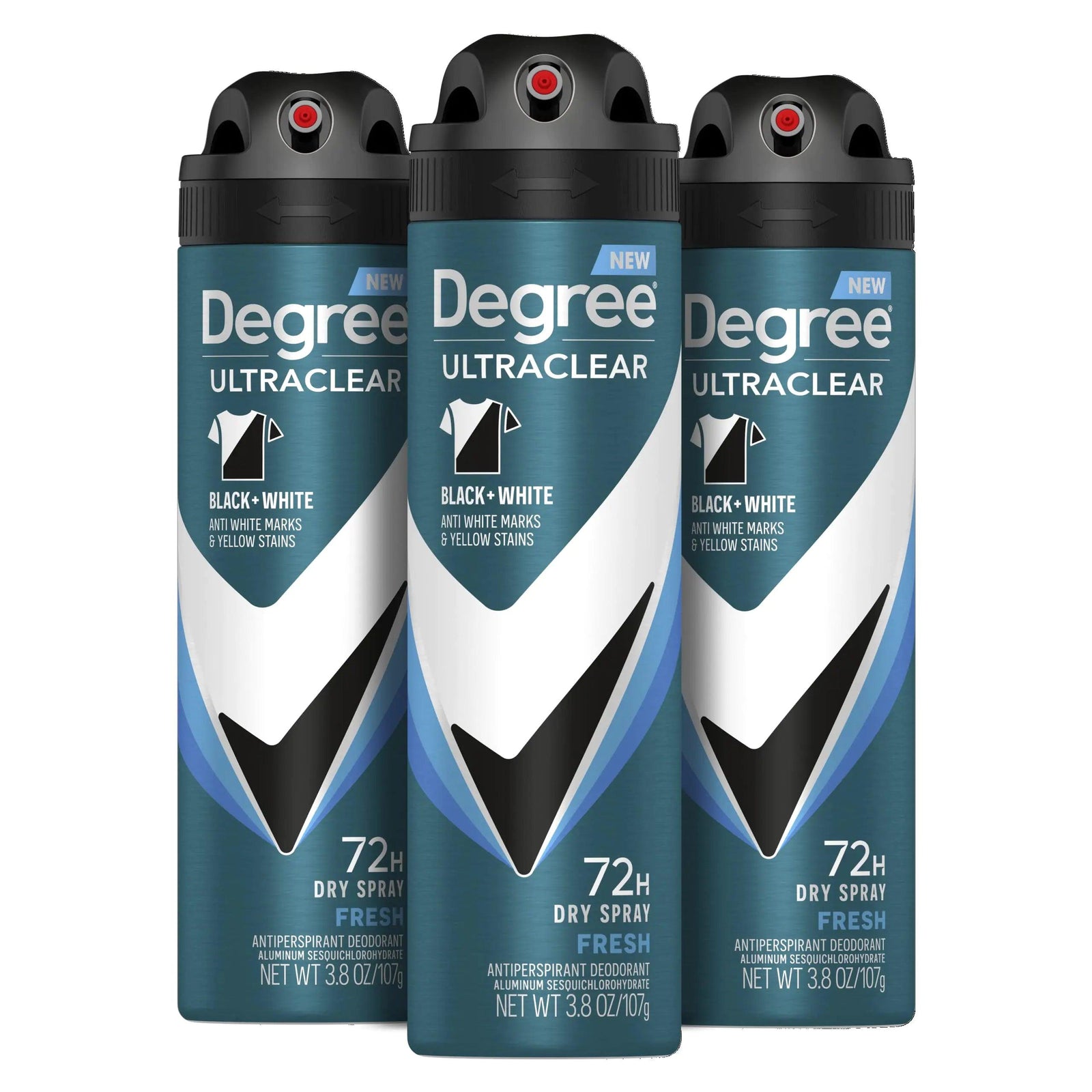 Degree Men Antiperspirant Spray Black + White 3 Count Protects from Deodorant Stains Instantly Dry Spray Deodorant 3.8 oz Fresh 3.8 Ounce (Pack of 3) - Evallys.com # #