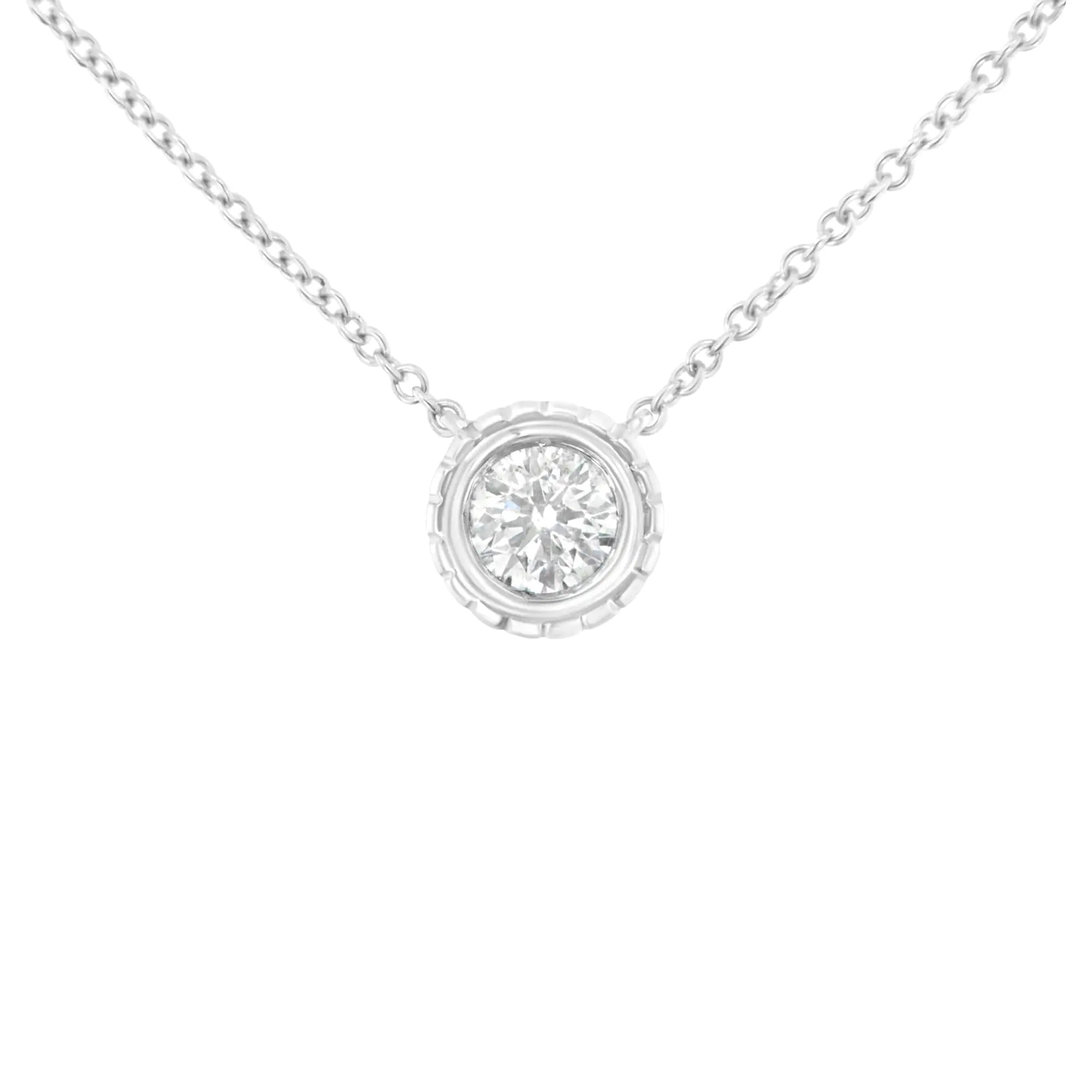 10K White Gold 1/4 Cttw Round-Cut Diamond Solitaire Chakra Style 18" Pendant Necklace (J-K Color, I1-I2 Clarity) - Evallys.com # #