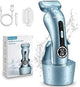Electric Razors for Women for Legs Bikini Trimmer Electric Shaver for Women Underarm Public Hairs Rechargeable Womens Shaver Wet Dry Use Painless Cordless with Detachable Head (Blue) - Evallys.com