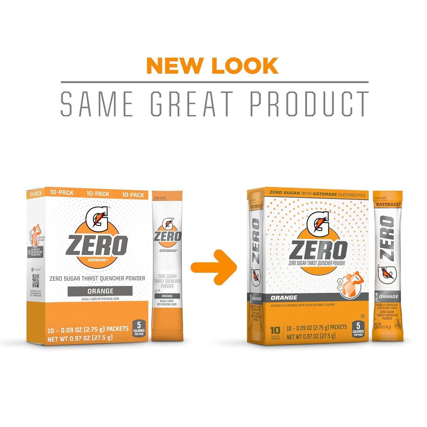 Gatorade G Zero Powder, Orange, 0.10Oz Packets,(120 Counts) , Pack of 12 - Evallys.com # #