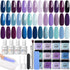 AZUREBEAUTY Dip Powder Nail Kit Starter, 20 Colors Purple Blue Glitter Dipping Powder Recycling Tray Essential Liquid Set Base Top Coat Activator French Dip Nails Art Manicure Beginner Salon 31 Pcs Dark Purple Navy Blue Violet - Evallys.com # #