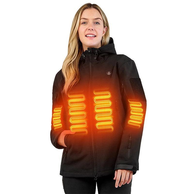 Heated Jacket For Women, ANTARCTICA GEAR Winter Coat With 12V 16000mAh Battery Pack, Soft Shell Heating Hood Jacket - Evallys.com # #