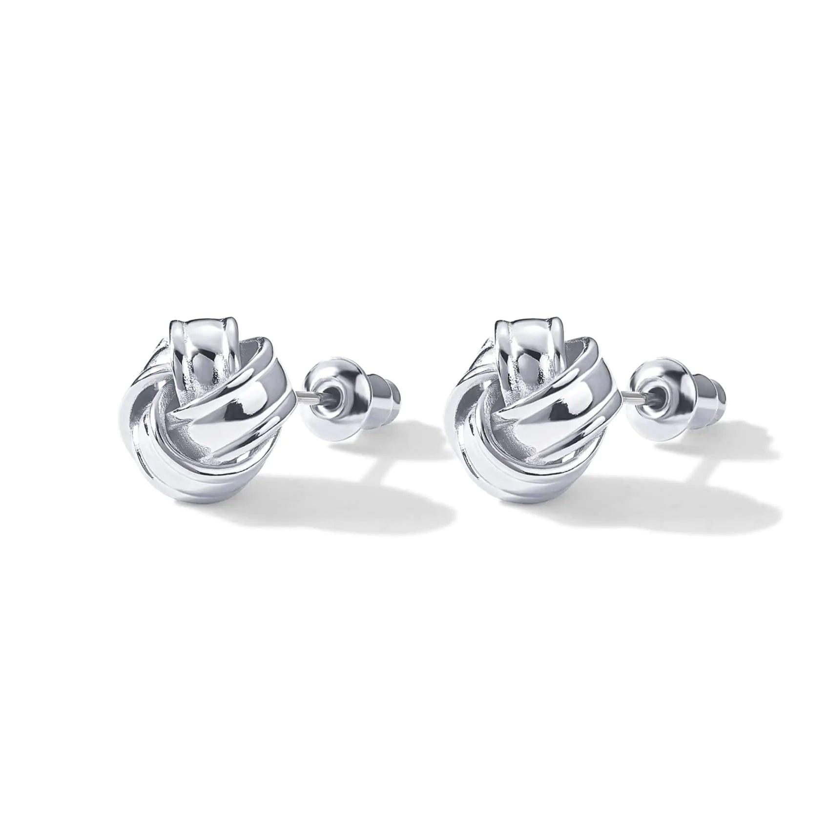 PAVOI 14K Gold Plated Sterling Silver Post Love Knot Stud Earrings | Gold Earrings for Women White Gold Plain - Evallys.com # #