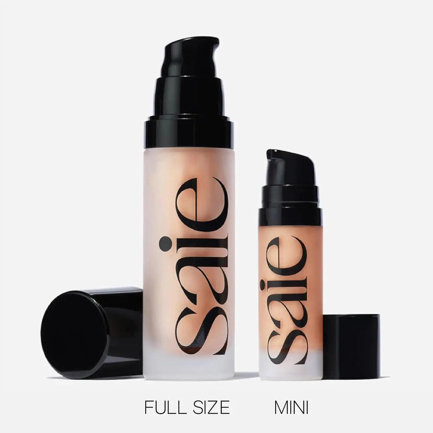 Saie Mini Glowy Super Gel Lightweight Illuminator - Luminizer + Makeup Primer for Glowing Skin - Enriched with Vitamin C + Hydrating Squalane Oil - Wear Alone or Under Makeup - Sunglow (0.5 oz) 02 - Sunglow 0.5 Ounce (Pack of 1) - Evallys.com # #