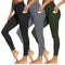 3 Packs Leggings with Pockets for Women, Soft High Waisted Tummy Control Workout Yoga Pants 26inch Large-X-Large 3 Pack Black,dark Grey,army Green - Evallys.com # #