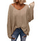 BZB Women's V Neck Long Sleeve Knit Loose Oversized Pullover Sweater Top Medium X-khaki - Evallys.com # #