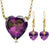 Gold Plated Silver Heart Jewelry Set 120 Languages I Love You Necklace and Crystal Earrings - Evallys.com # #