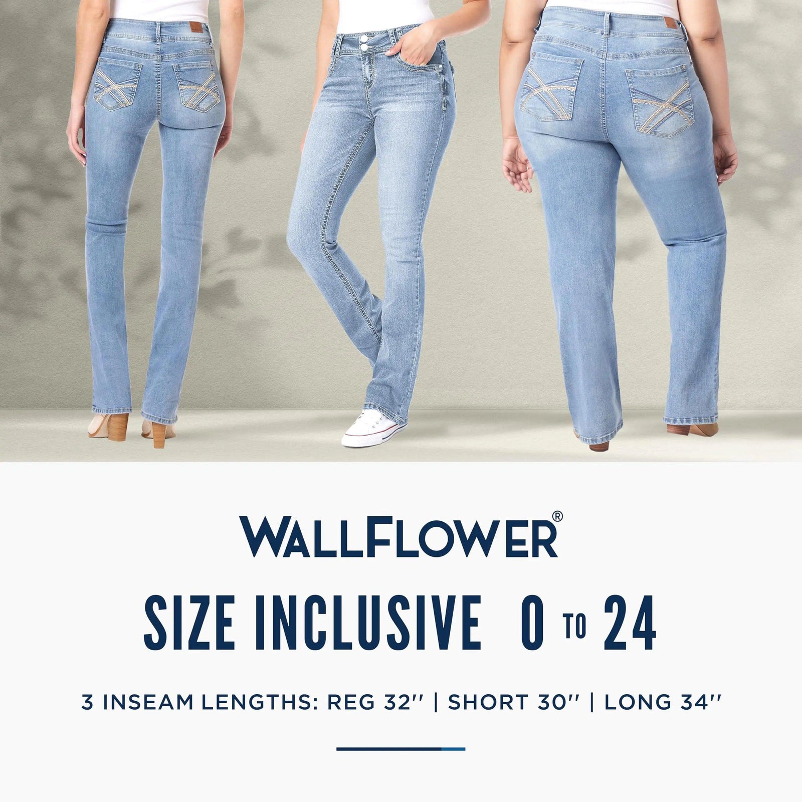 WallFlower Women's Luscious Curvy Bootcut Mid-Rise Insta Stretch Juniors Jeans Standard 5 Betsy - Evallys.com # #