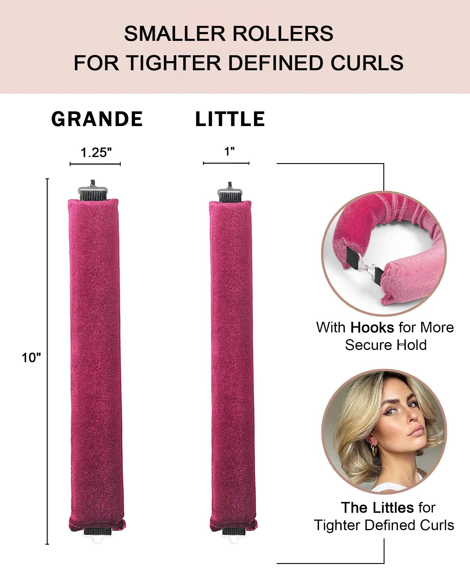 Little Velvet Overnight Blowout 3 Rods Heatless Hair Curler to Sleep in Satin Heatless Curls No Heat Hair Rollers for Short Hair Blowout Look Long Hair Styling Tools Pink - Evallys.com # #