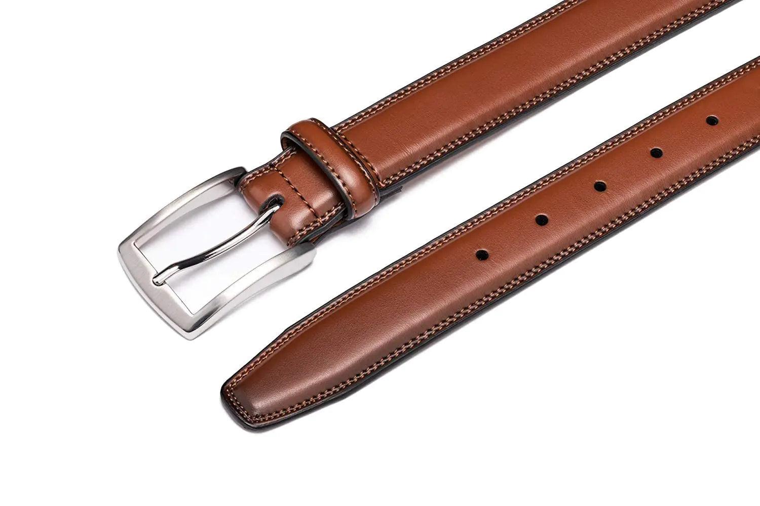 KM Legend Men's Leather Dress Belt-Classic & Fashion for Work Business and Casual 36 Essential Brown - Evallys.com # #