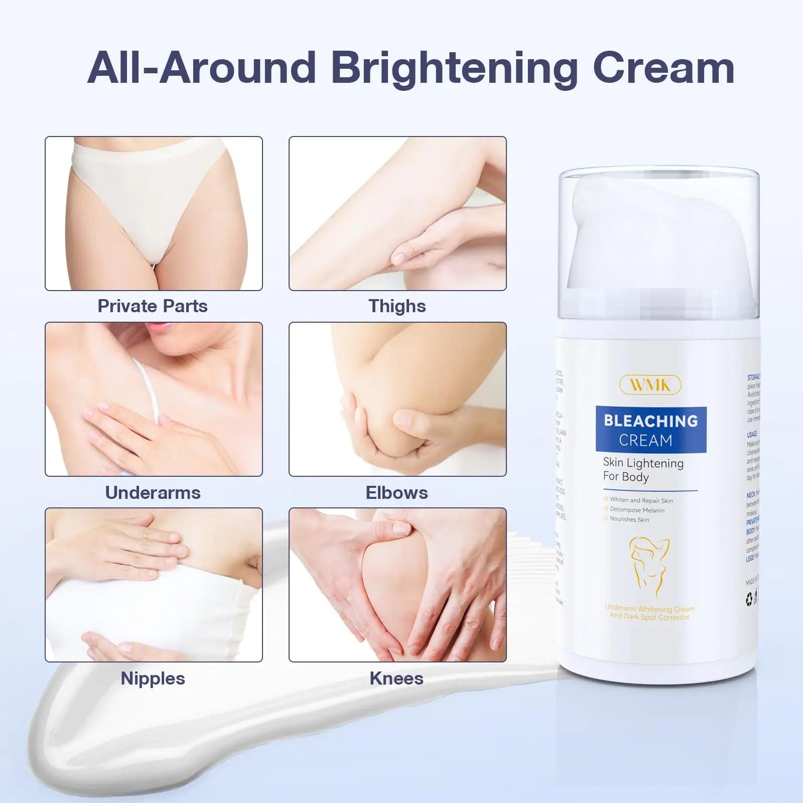 WMK Skin Lightening Cream for Intimate Areas – Vitamin C Dark Spot Remover for Underarms, Knees, Elbows & Bikini Line - Evallys.com