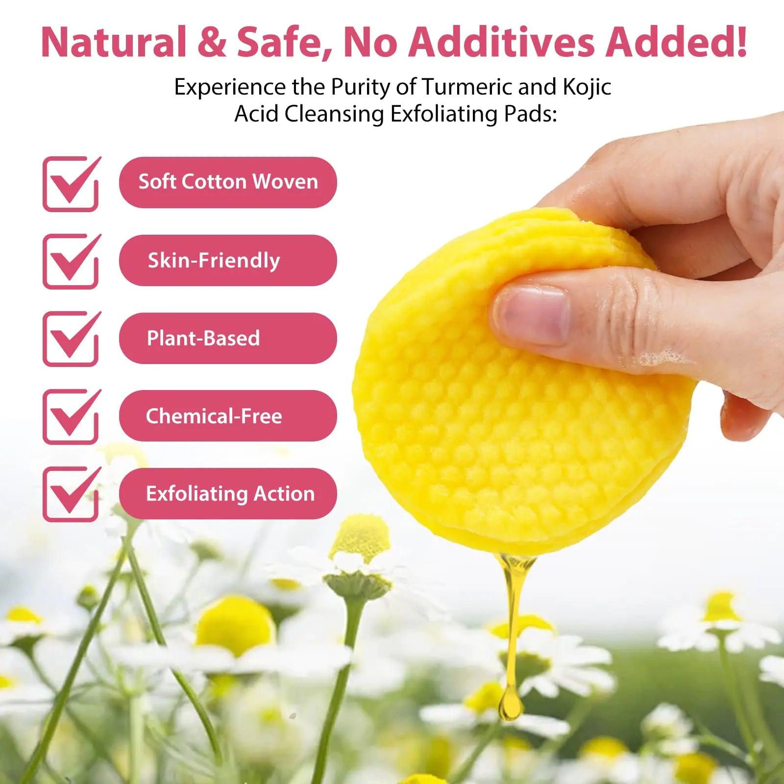 Turmeric Kojic Acid Cleansing Pads, Kojic Acid And Turmeric Cleansing Pads Helps Balance Skin Oil And Water, Remove Excess Keratin From The Body'S Skin, 40PCS 40 Count (Pack of 1) - Evallys.com # #